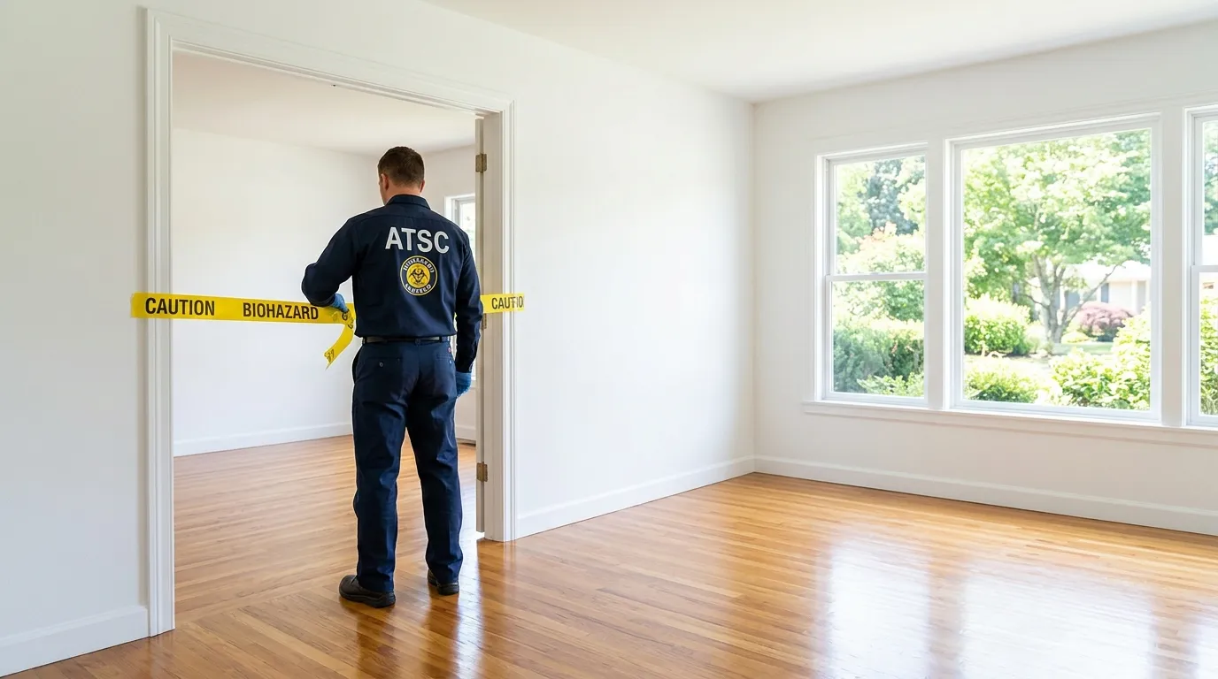 Certified biohazard cleanup crew performing Decomposition Cleanup in Lindon